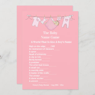 Invitation Joli Baby shower Rose fille Guesser Jeu