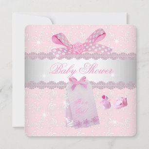 Invitation Joli Baby shower rose filles booties