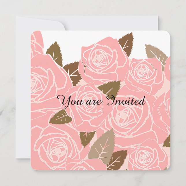Invitation Joli Baby shower rose Roses (Devant)