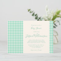 Joli Baby shower vert à En vichy menthe Vintage
