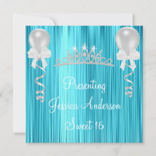 Invitation Joli bijou d'argent blanc bleu Tiara Formal