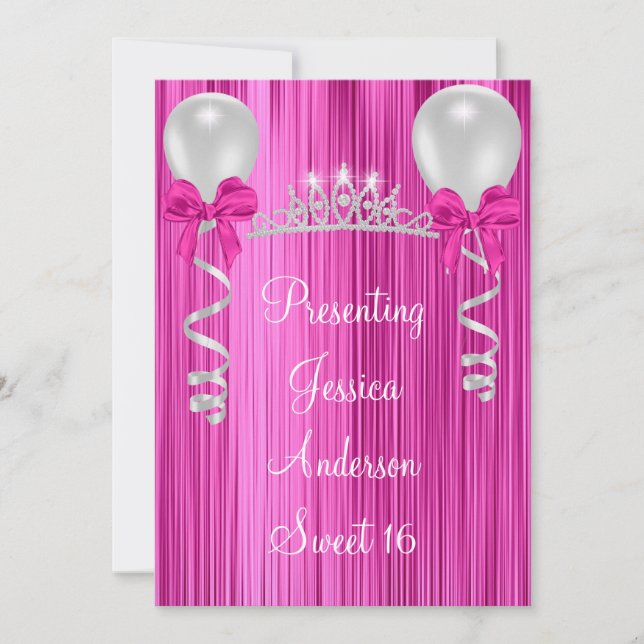 Invitation Joli bijou d'argent blanc rose Tiara Formal (Devant)