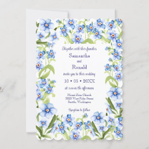 Invitation Joli Bleu Oublie Moi Pas Mariage Aquarelle