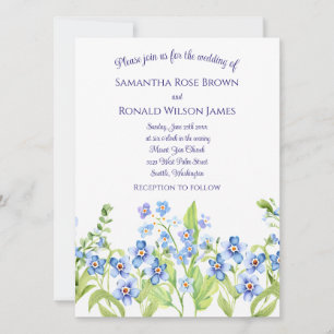 Invitation Joli Bleu Oublie Moi Pas Mariage Aquarelle