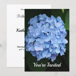 Invitation Joli Blue Hydrangea Floral Photo Anniversaire
