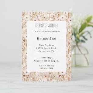 Invitation Joli Blush Brown Floral Anniversaire