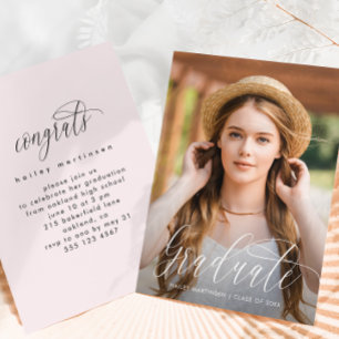 Invitation Joli Blush Pink Photo Party Graduation