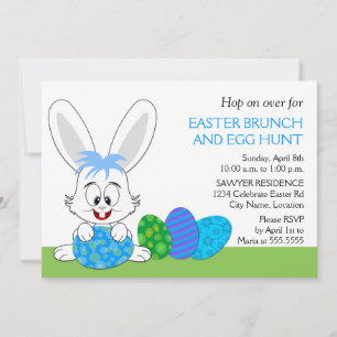 Invitation Joli Brunch de Pâques Bunny et la fête des oeufs