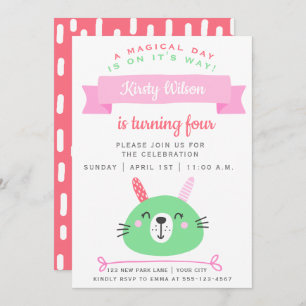 Invitation Joli Bunny Célébration Anniversaire de enfant