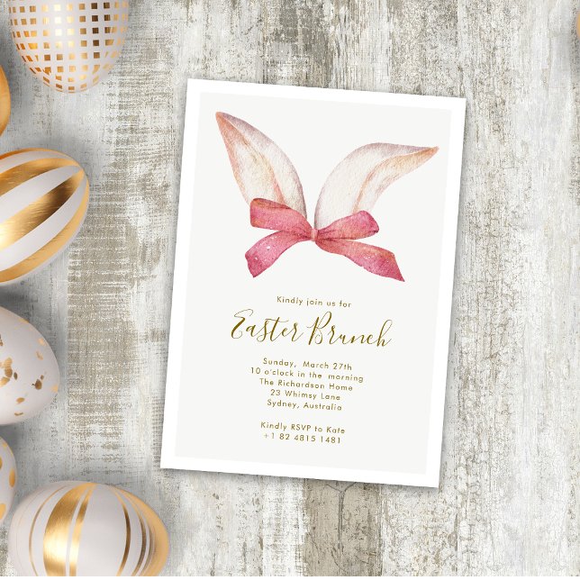 Invitation Joli Bunny d'aquarelle Floral de Pâques Brunch (Créateur téléchargé)