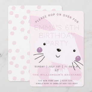 Invitation Joli Bunny rose pâle   Fête d'anniversaire des fil
