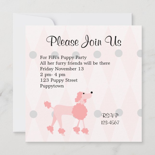 Invitation Joli caniche (Devant)