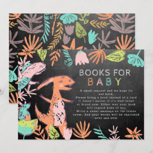 Invitation Joli Chalkboard coloré Dino Livres pour bébé