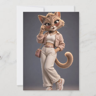 Invitation Joli chat 3D