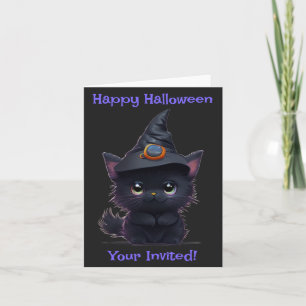 Invitation Joli chat noir de Halloween fantaisiste