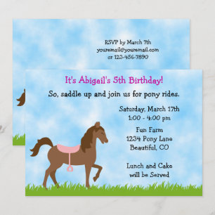 Invitation Joli Cheval Brown, Pony Saddle Pony Party Annivers