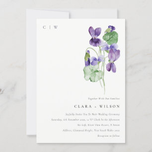 Invitation Joli Chic Monogram Violet Floral Bunal Mariage