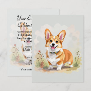 Invitation Joli chien Pembroke Welsh Corgi rouge