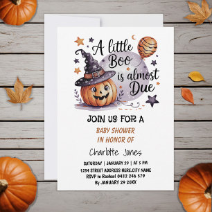 Invitation Joli Citrouille Baby shower d'Halloween Little Boo