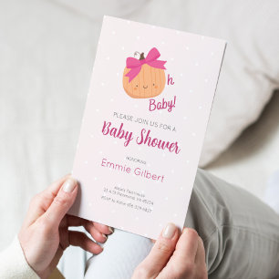 Invitation Joli Citrouille Fall Rose Girl Baby shower Invitat