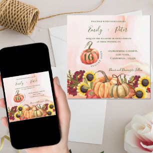 Invitation Joli Citrouille Feuilles d'automne Mariage de auto
