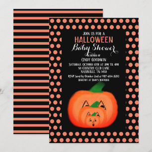 Invitation Joli Citrouille Halloween Black Orange Baby shower