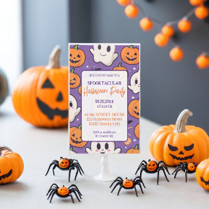 Invitation Joli citrouille Halloween Party Orange Purple