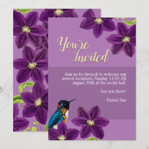 Invitation Joli Clematis Violet Floral Été Colibri