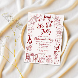 Invitation Joli cocktail de noël de fête doodé