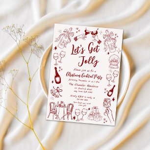 Invitation Joli cocktail de noël de fête doodé