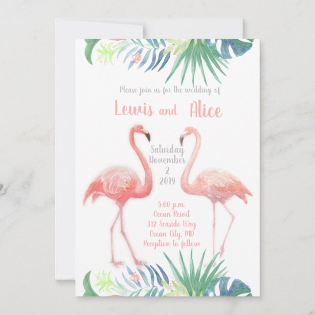 Invitation Joli Conte de Fées Pour Deux Fleur Tropicale de Fl (Dos)