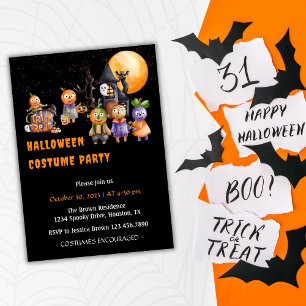Invitation Joli costume Éffrayant pour enfants Fête d'Hallowe