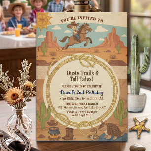 Invitation Joli Cow-boy avec Cheval 2ème Anniversaire