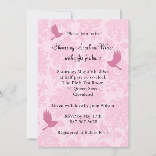 Invitation Joli Damask Rose (Devant)