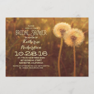 Invitation joli dandelion fleurs rustique douche nuptiale