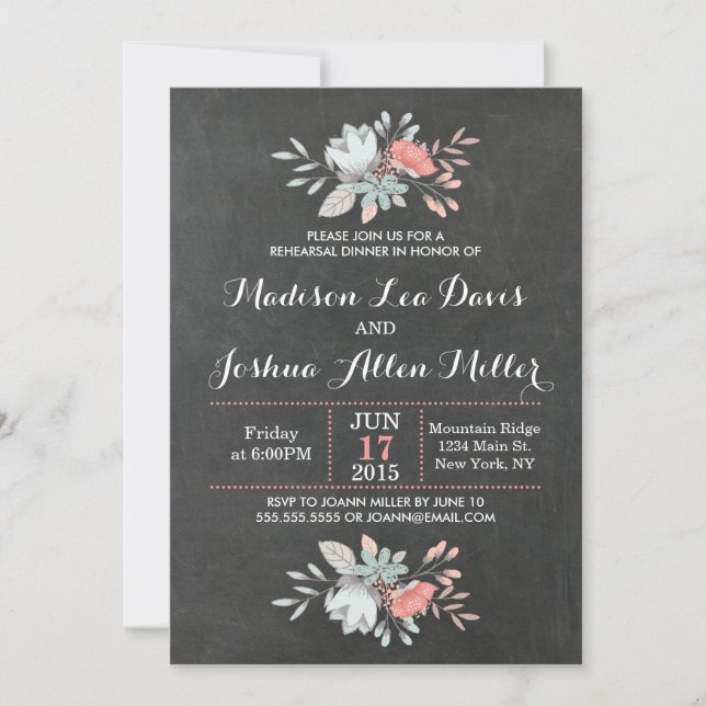 Invitation Joli dîner de répétition de tableau floral (Devant)