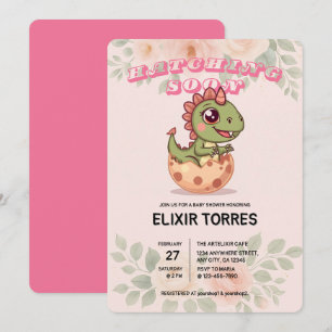 Invitation Joli Dino Rose Qui Éclos Bientôt