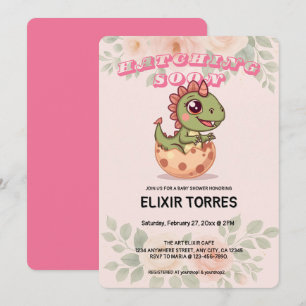Invitation Joli Dino Rose Qui Éclot Bientôt