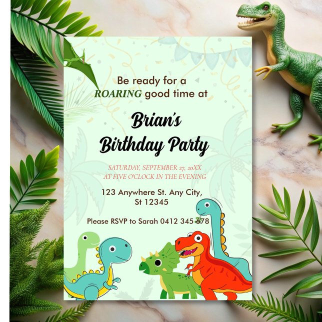 Invitation joli dinosaure de jungle garçon anniversaire (Créateur téléchargé)