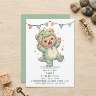 Invitation Joli Dinosaure Ours en Peluche Dino Ours 1er Ann