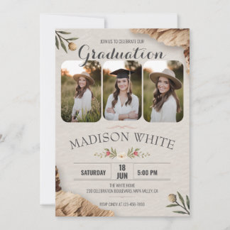 Invitation Joli do-it-yourself Floral Rustic Graduation Style