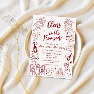 Invitation Joli doodle de la fête du réveillon du Nouvel An