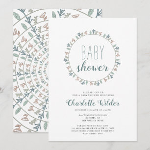 Invitation Joli Dusty Blue Pastel Lavendar Baby shower