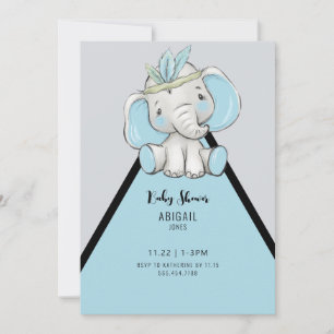 Invitation Joli éléphant Boho Oh Baby shower