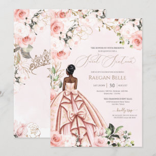 Invitation Joli en rose Blush Rose beau Gown Sweet 16