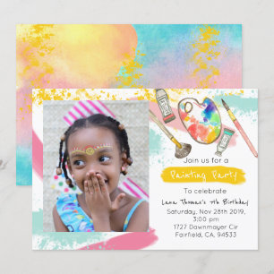 Invitation Joli enfant peinture art anniversaire photo invita
