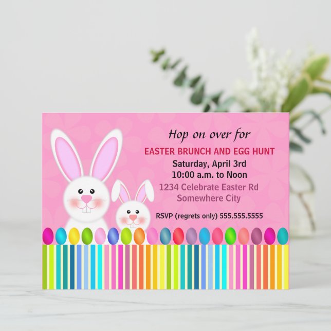 Invitation Joli et coloré lapin de Pâques (Debout devant)