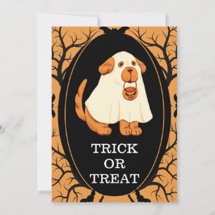 Invitation Joli fantôme de chien enfants Halloween Party noir