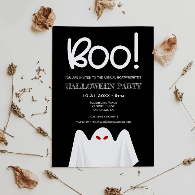 Invitation Joli fantôme éffrayant fête d'Halloween (Créateur téléchargé)