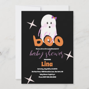 Invitation Joli fantôme Halloween Baby Shower Script Rétro